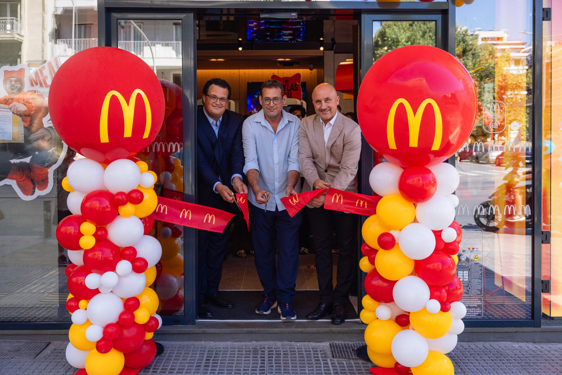 Exterior of the new flagship McDonald's restaurant on Agias Sofias Street in Thessaloniki